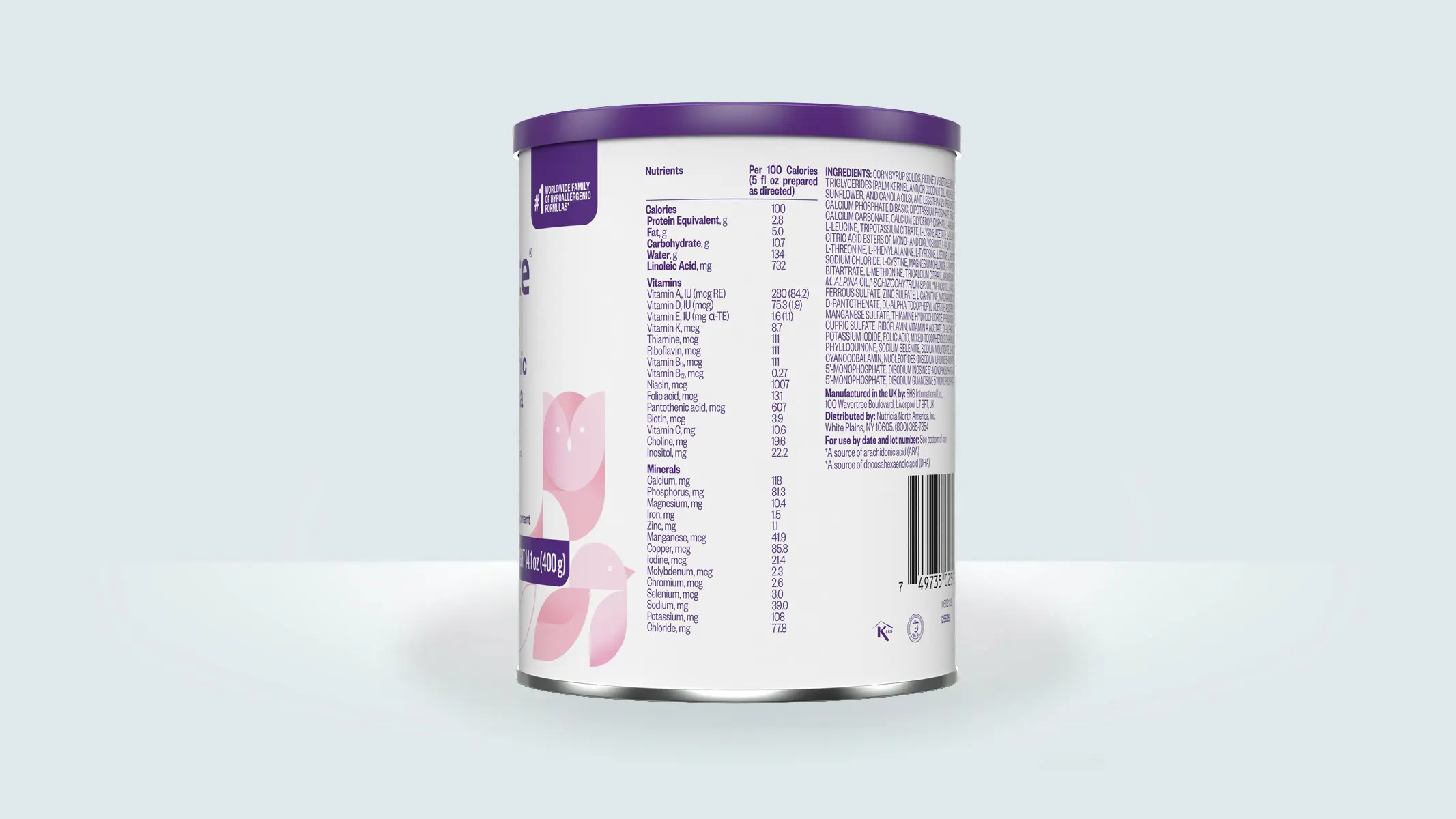 Neocate Infant Side label view of the can