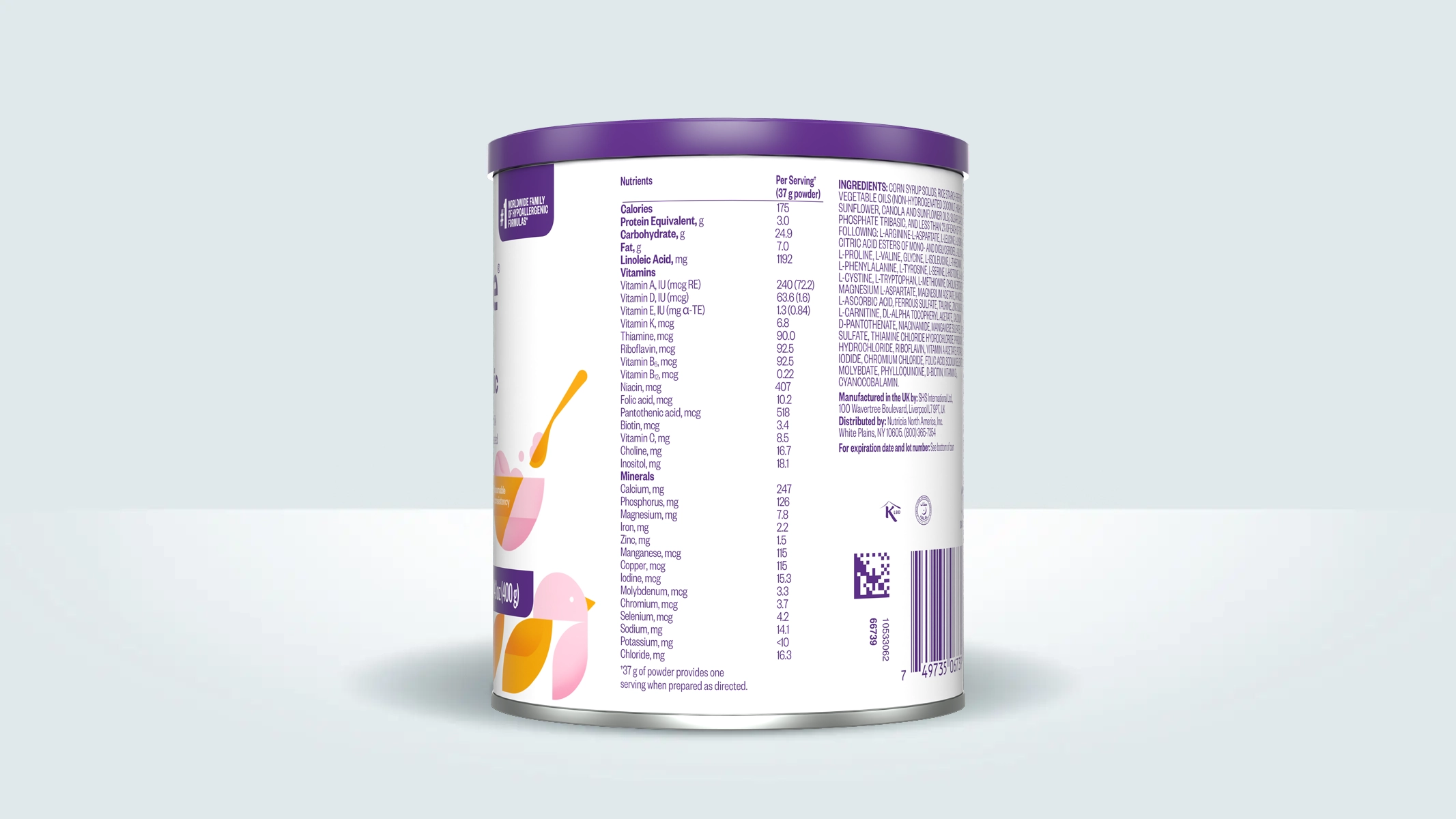 Neocate Spoon Side label view of the can