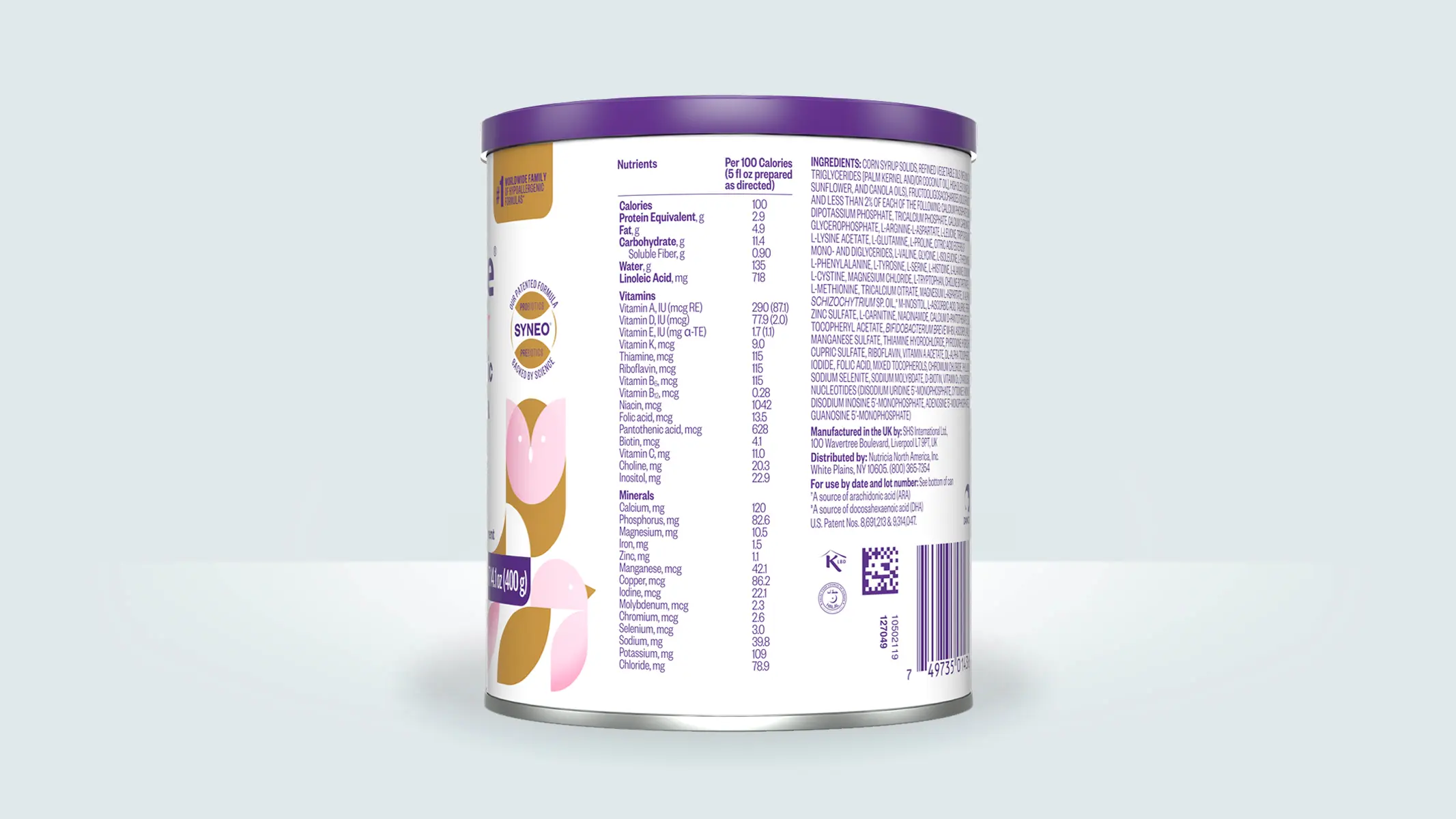 Neocate Syneo Infant Side label view of the can