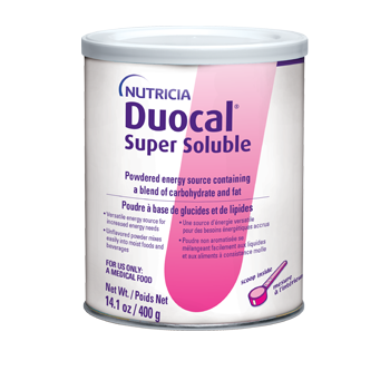 A powdered medical food providing fat and carbohydrate for increased caloric intake.